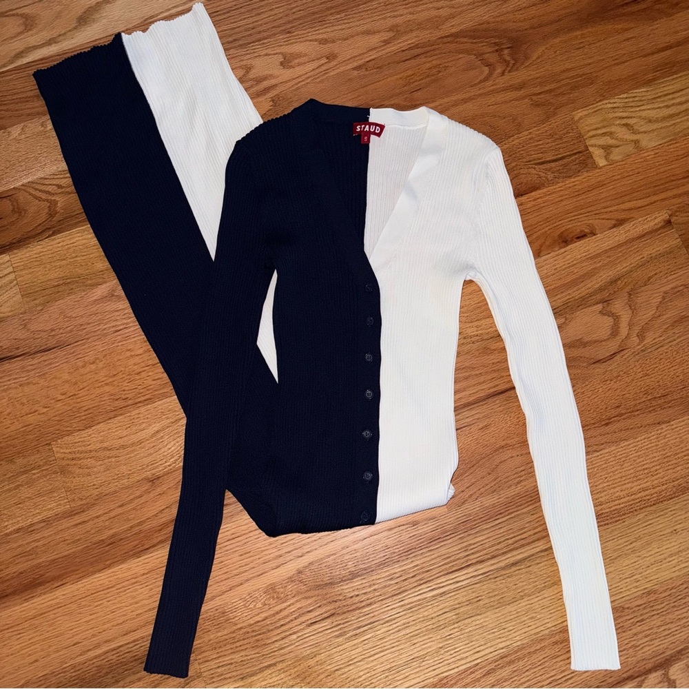 Staud Shoko Sweater Navy & White Dress